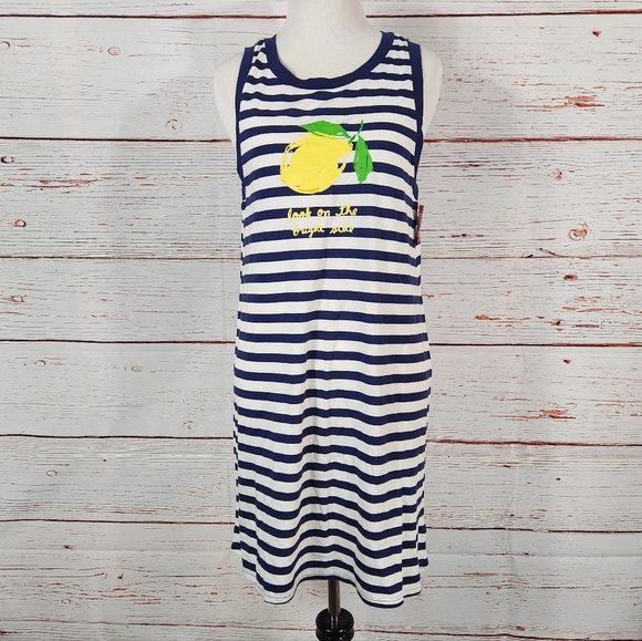 kate spade Other - KATE SPADE Blue and White Striped Night Shirt Pajamas Size Small